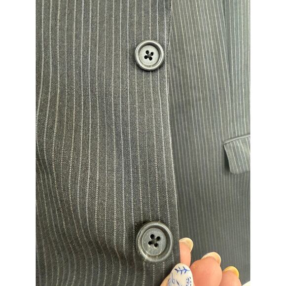 Burberry London Custom Bespoke Pinstripe Wool Blazer Jacket 44R Gray Luxury - Picture 3 of 10